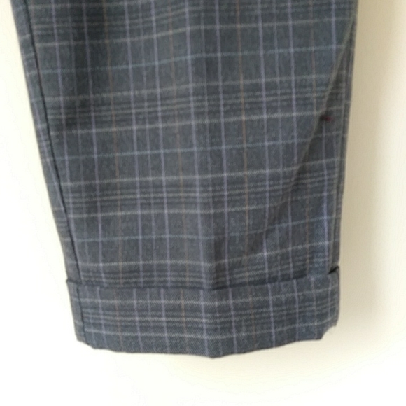 Ann Taylor Plaid Marisa Straight Cuffed Cropped Ankle Dress Trousers 8 Gray Grey - Picture 7 of 16